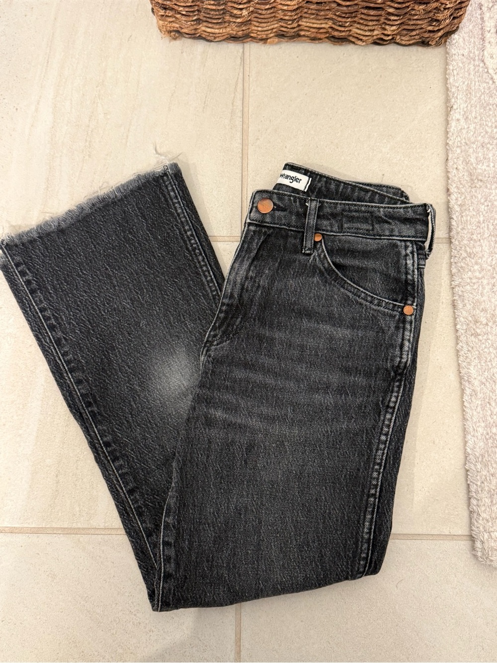 Wrangler Women's Washed Black Straight Leg Jeans